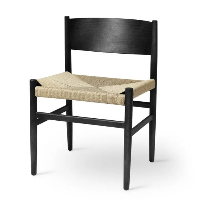 Nestor Sidechair by Mater in Black Beech, Natural paper cord seat – product photo