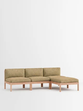 3 Seater Sofa with Chaise Longue de MOEBE en Moss, Moss 0021, Oak – photo du produit 33 sur 33