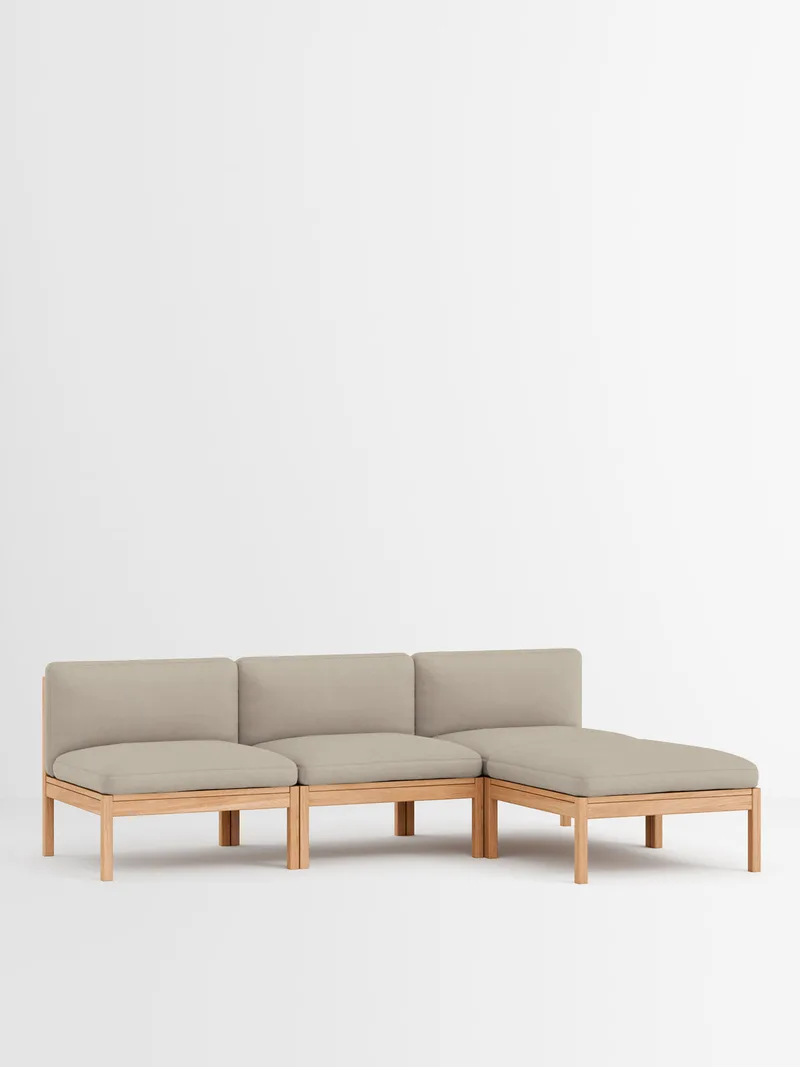 3 Seater Sofa with Chaise Longue van MOEBE in Autumn, Autumn 101, Oak – productfoto 25 van 32