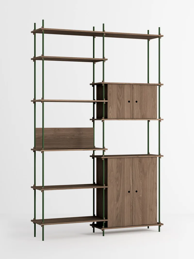 Shelving System – s.255.2.I de MOEBE en Smoked-Oak/Pine-Green – photo du produit 4 sur 4