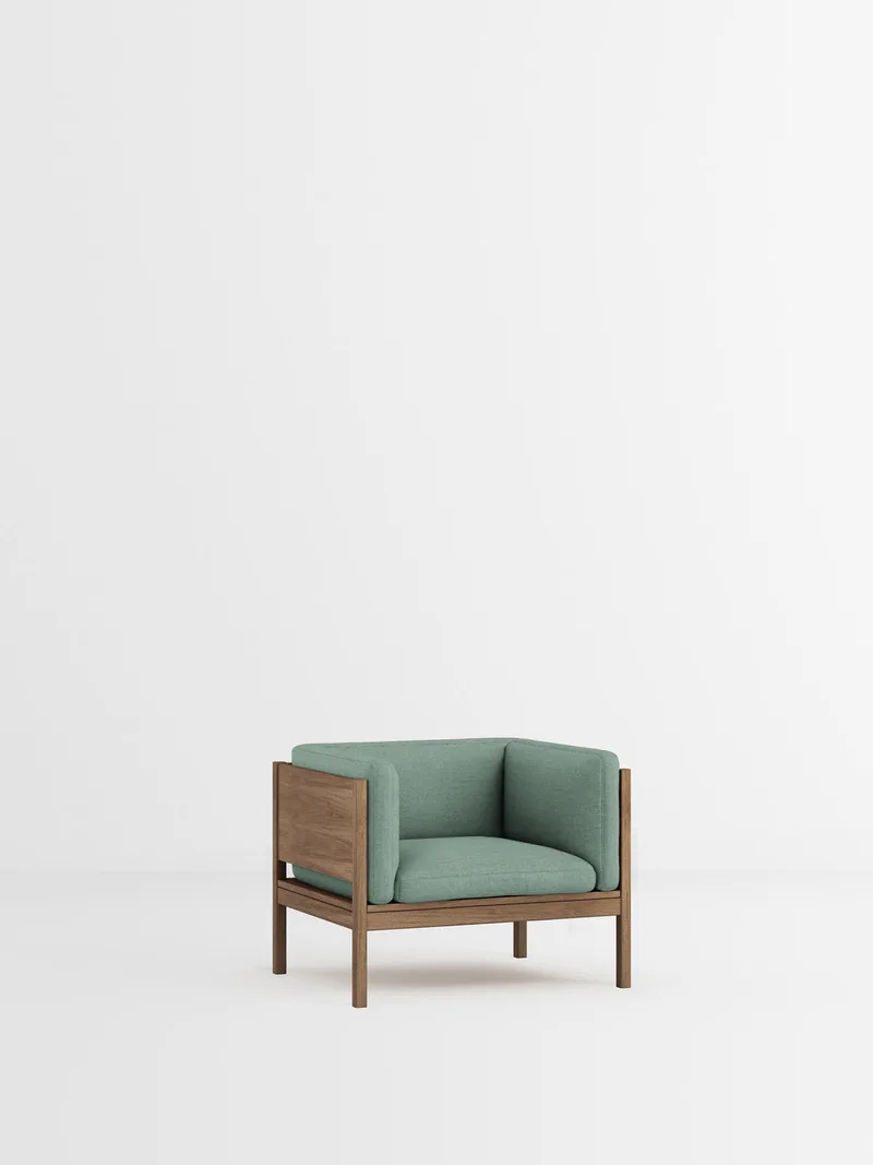 Lounge Chair van MOEBE in Re-Wool 2, Re-Wool 2 – 868, Smoked Oak – productfoto