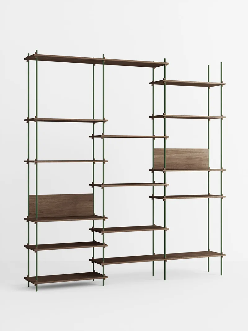 Shelving System – s.255.3.A van MOEBE in Smoked-Oak/Pine-Green – productfoto 4 van 4