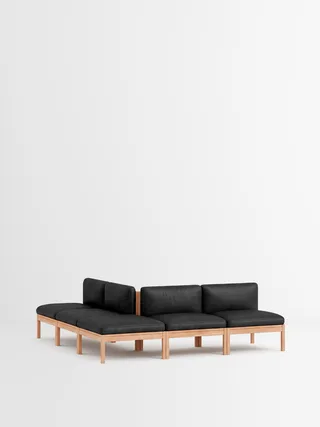 Mixed Combination C de MOEBE en Leather, Black Leather, Oak – photo du produit 35 sur 35