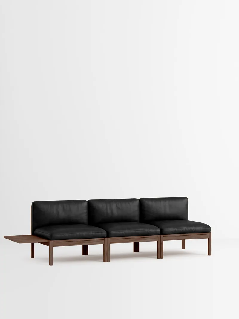 3 Seater Sofa with 1 Side Table by MOEBE in Leather, Black Leather, Smoked Oak – product photo 35 of 35