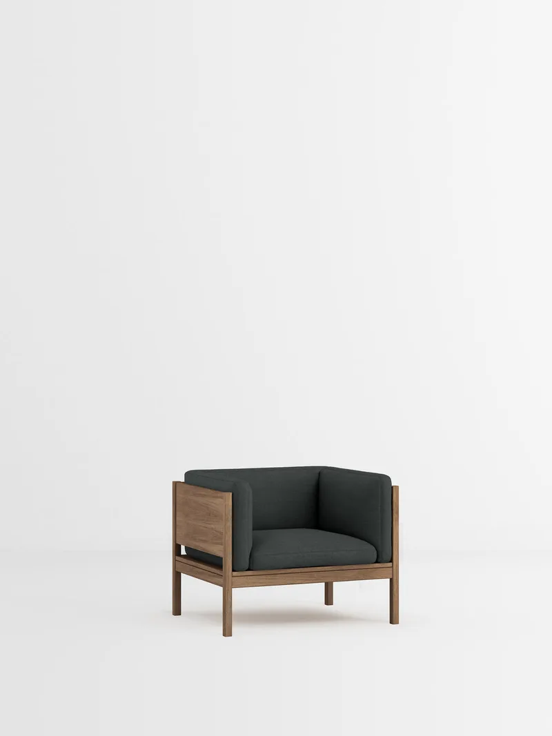 Lounge Chair by MOEBE in Re-Wool 2, Re-Wool 2 – 987, Smoked Oak – product photo
