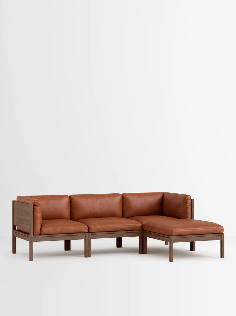 Modular Sofa by MOEBE in Leather, Cognac Leather, Smoked Oak – product photo 15 of 15
