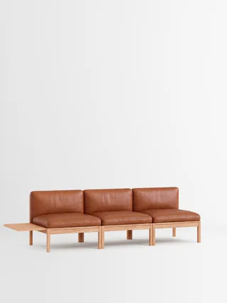3 Seater Sofa with 1 Side Table by MOEBE in Leather, Cognac Leather, Oak – product photo 35 of 35