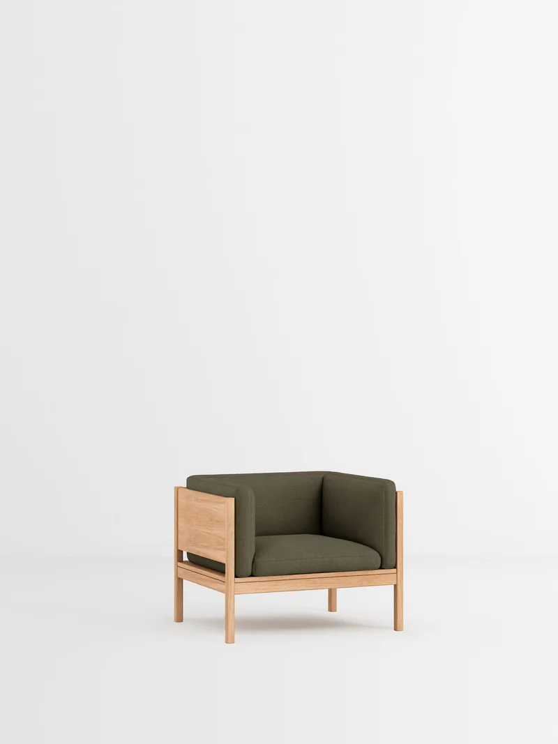 Lounge Chair by MOEBE in Re-Wool 2, Re-Wool 2 – 977, Oak – product photo