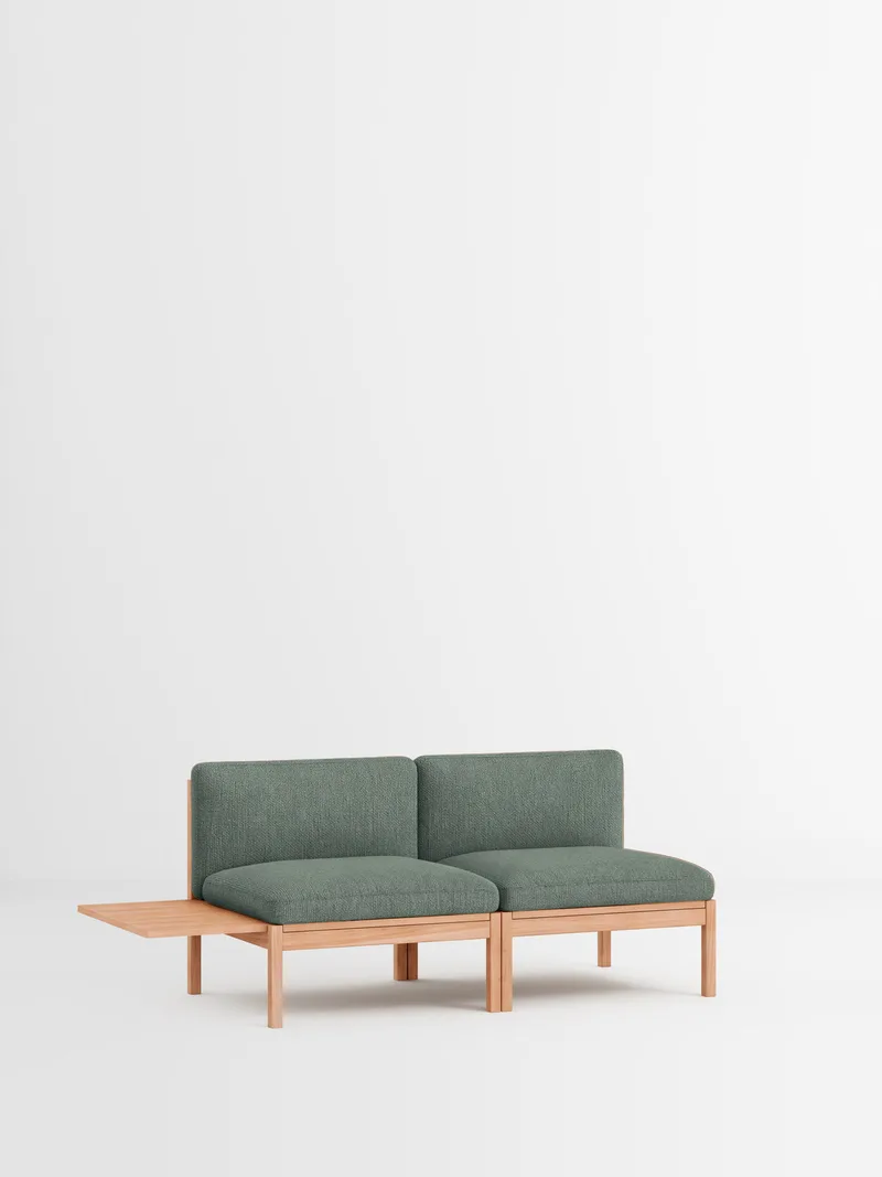 2 Seater Sofa with 1 Side Table von MOEBE in Moss, Moss 0003, Oak – Produktfoto 35 von 35