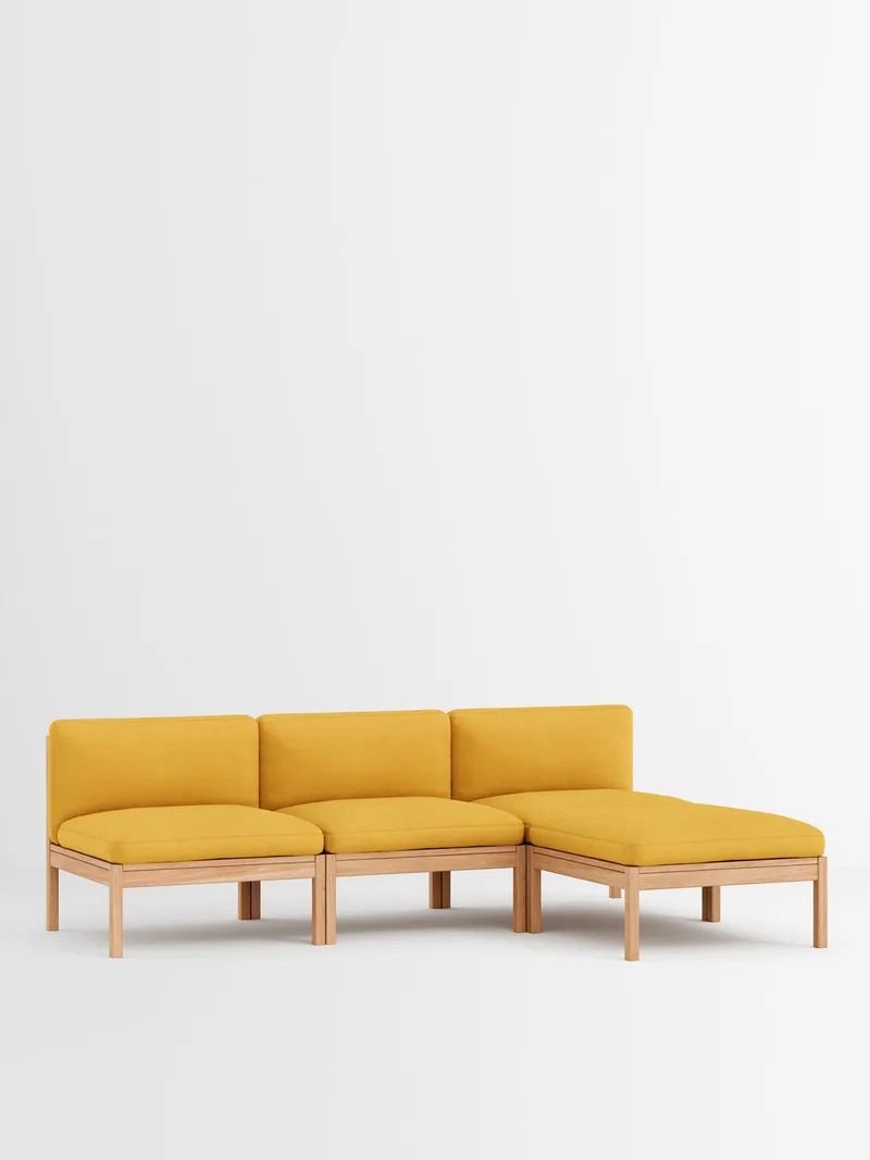 3 Seater Sofa with Chaise Longue van MOEBE in Autumn, Autumn 101, Oak – productfoto 2 van 32