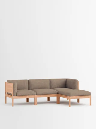3 Seater Sofa with Sides + Chaise Longue van MOEBE in Moss, Moss 0013, Oak – productfoto 35 van 35