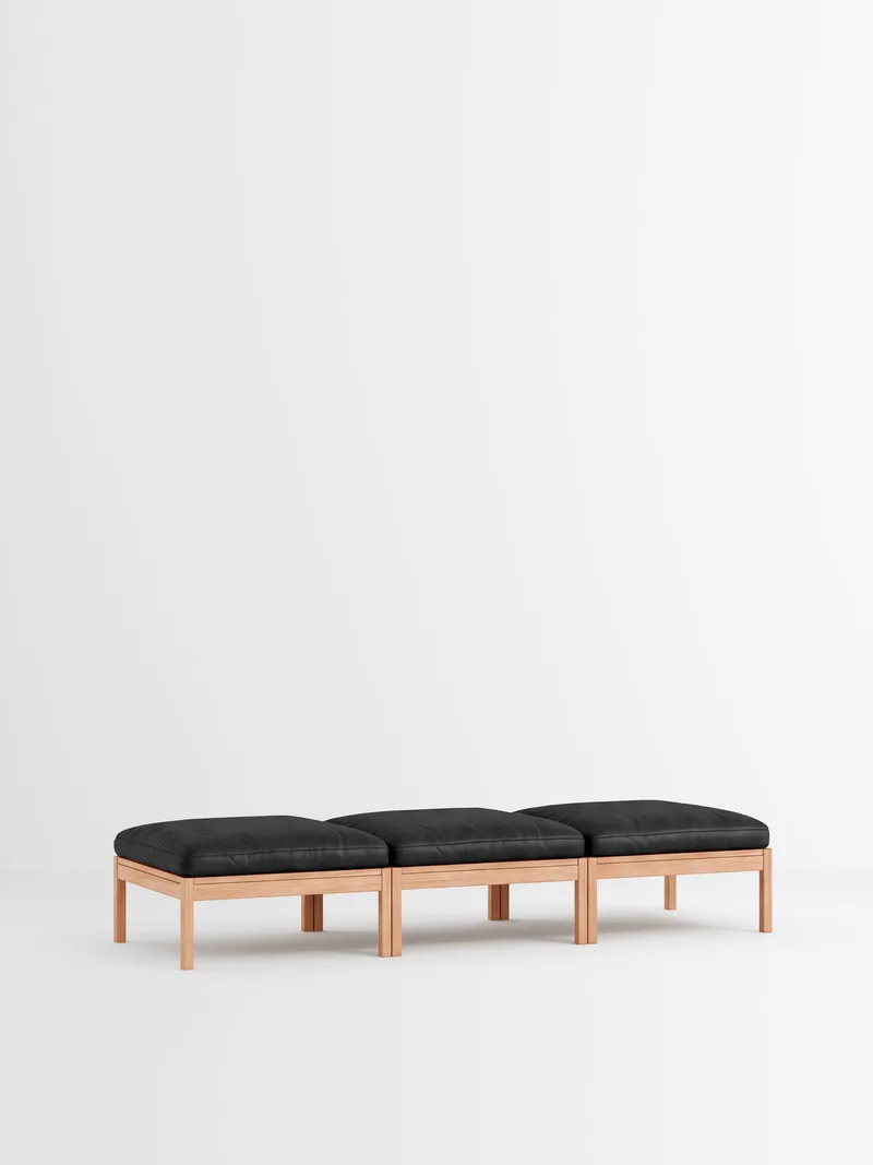 3 Seater Daybed von MOEBE in Leather, Black Leather, Oak – Produktfoto 35 von 35