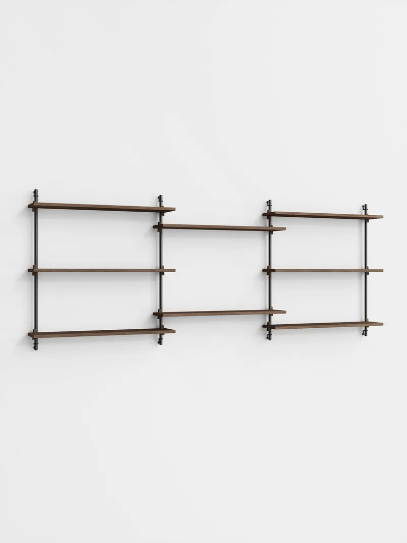 Wall Shelving – ws.85.3 de MOEBE en Smoked-Oak/Black – photo du produit 4 sur 4