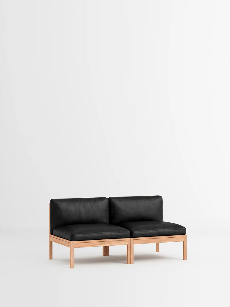 2 Seater Sofa by MOEBE in Leather, Black Leather, Oak – product photo 35 of 35