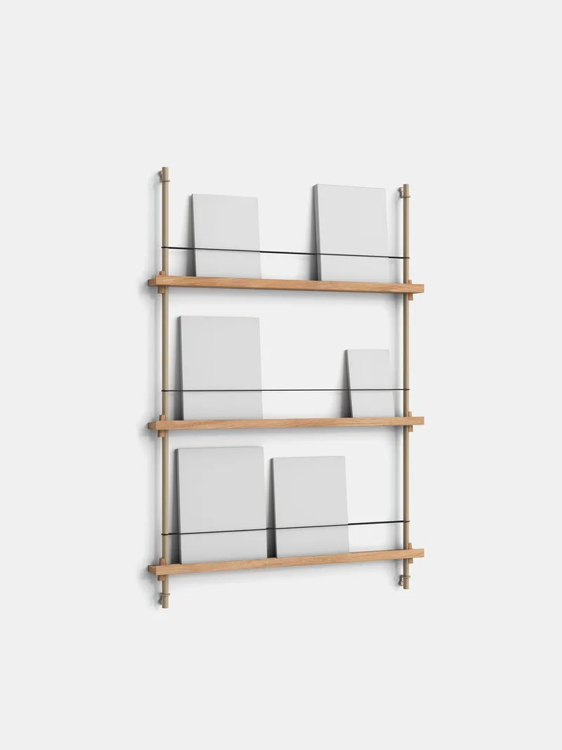 Magazine Shelving – Signifly van MOEBE in Oak/Warm-Grey – productfoto
