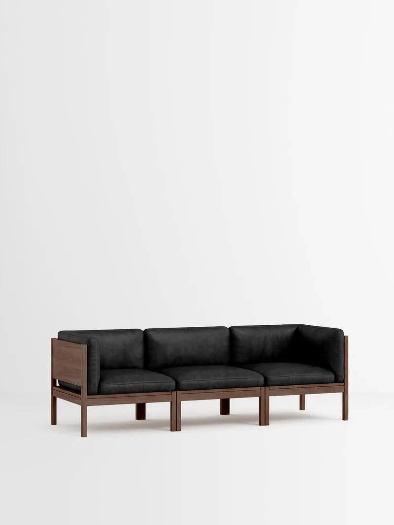 3 Seater Sofa with Sides von MOEBE in Leather, Black Leather, Smoked Oak – Produktfoto 35 von 35