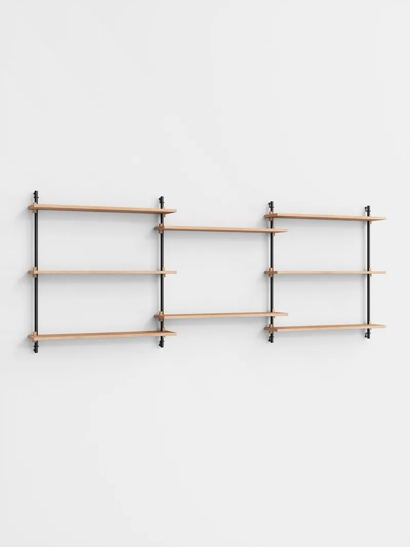 Wall Shelving – ws.85.3 de MOEBE en Oak/Black – photo du produit 4 sur 4