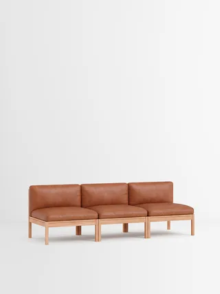 3 Seater Sofa by MOEBE in Leather, Cognac Leather, Oak – product photo 35 of 35