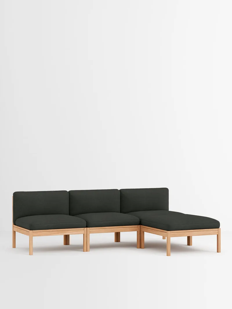 3 Seater Sofa with Chaise Longue van MOEBE in Autumn, Autumn 101, Oak – productfoto 9 van 32
