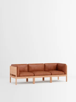 3 Seater Sofa with Sides von MOEBE in Leather, Cognac Leather, Oak – Produktfoto 35 von 35