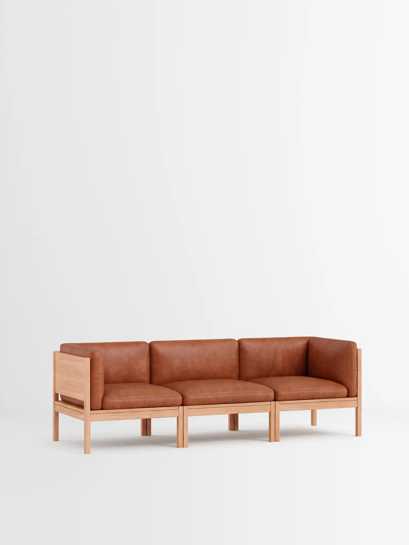 3 Seater Sofa with Sides von MOEBE in Leather, Cognac Leather, Oak – Produktfoto 35 von 35