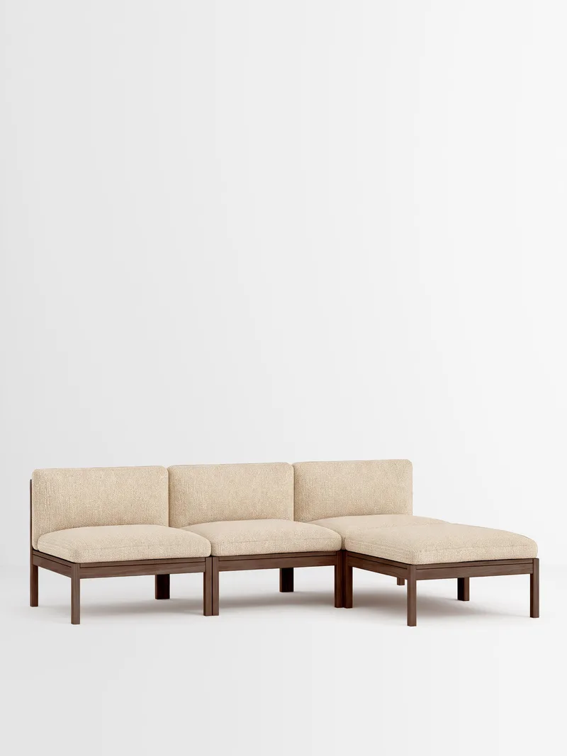3 Seater Sofa with Chaise Longue van MOEBE in Moss, Moss 0019, Smoked Oak – productfoto 33 van 33