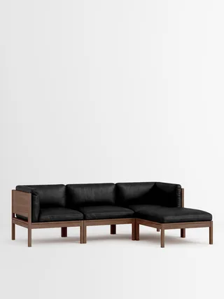 3 Seater Sofa with Sides + Chaise Longue von MOEBE in Leather, Black Leather, Smoked Oak – Produktfoto 35 von 35