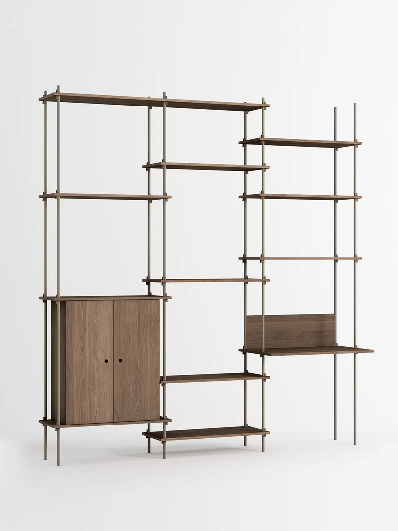 Shelving System – s.255.3.E van MOEBE in Smoked-Oak/Warm-Grey – productfoto 4 van 4