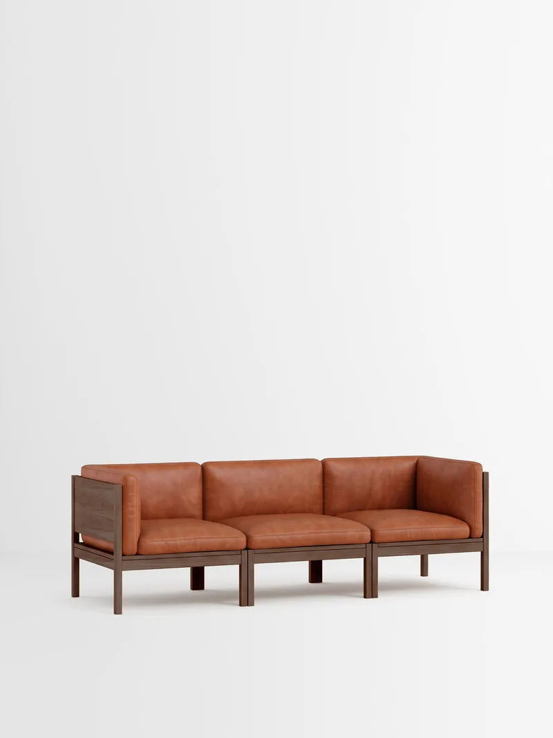 3 Seater Sofa with Sides von MOEBE in Leather, Cognac Leather, Smoked Oak – Produktfoto 35 von 35