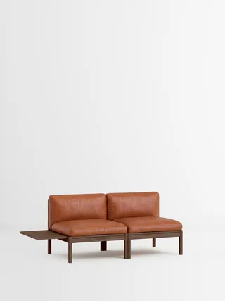 2 Seater Sofa with 1 Side Table von MOEBE in Leather, Cognac Leather, Smoked Oak – Produktfoto 35 von 35