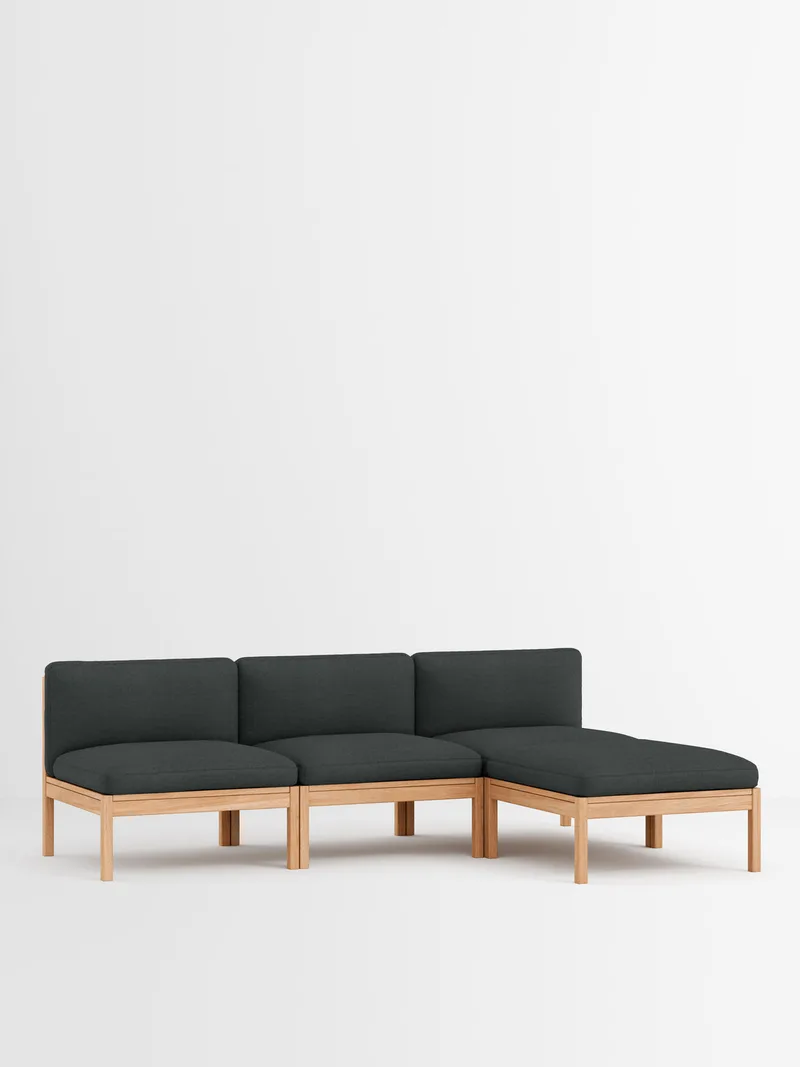 3 Seater Sofa with Chaise Longue van MOEBE in Autumn, Autumn 101, Oak – productfoto 1 van 32