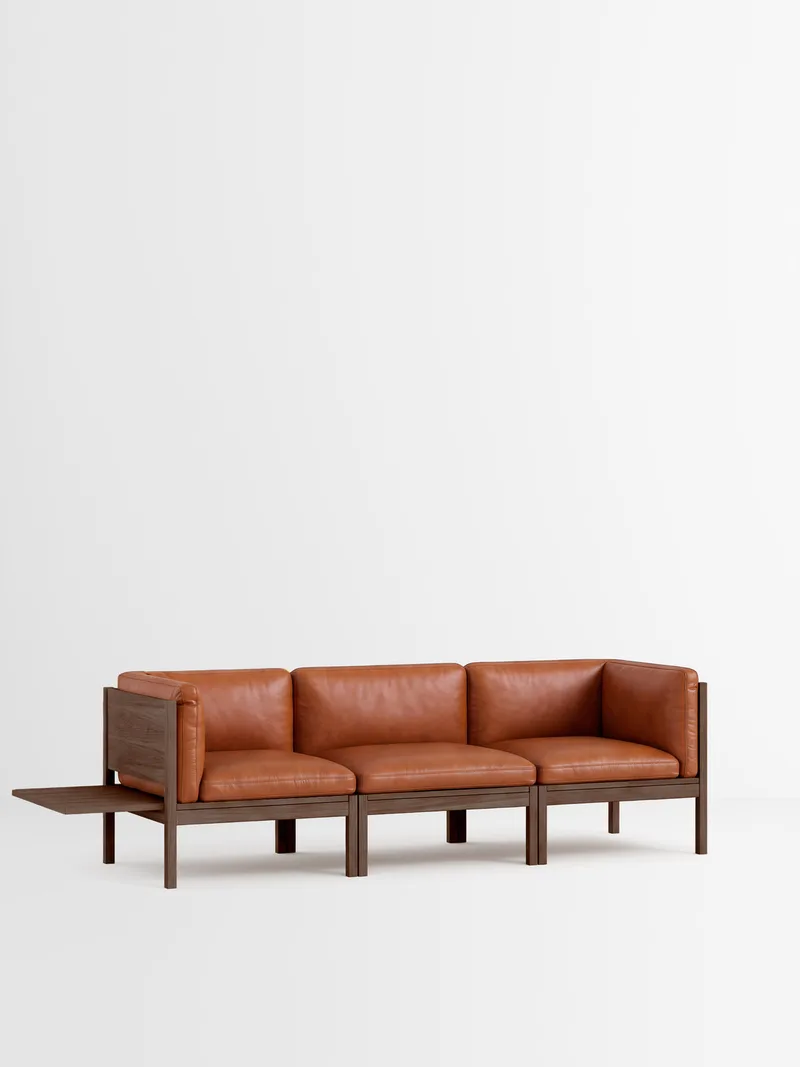 3 Seater Sofa with Sides + 1 Side Table by MOEBE in Leather, Cognac Leather, Smoked Oak – product photo 35 of 35
