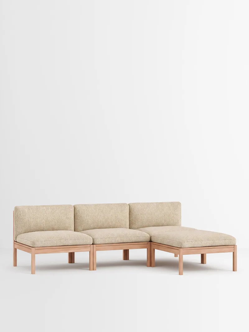 3 Seater Sofa with Chaise Longue van MOEBE in Moss, Moss 0019, Oak – productfoto 33 van 33
