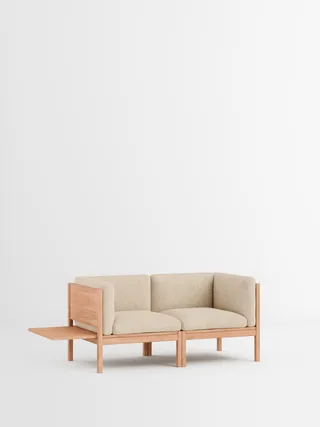 2 Seater Sofa with Sides + 1 Side Table by MOEBE in Moss, Moss 0019, Oak – product photo 35 of 35