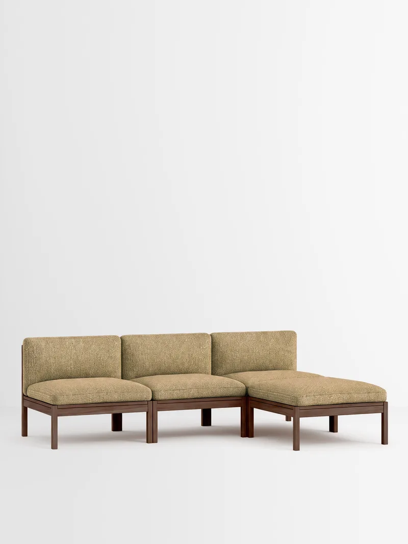 3 Seater Sofa with Chaise Longue van MOEBE in Moss, Moss 0021, Smoked Oak – productfoto 33 van 33