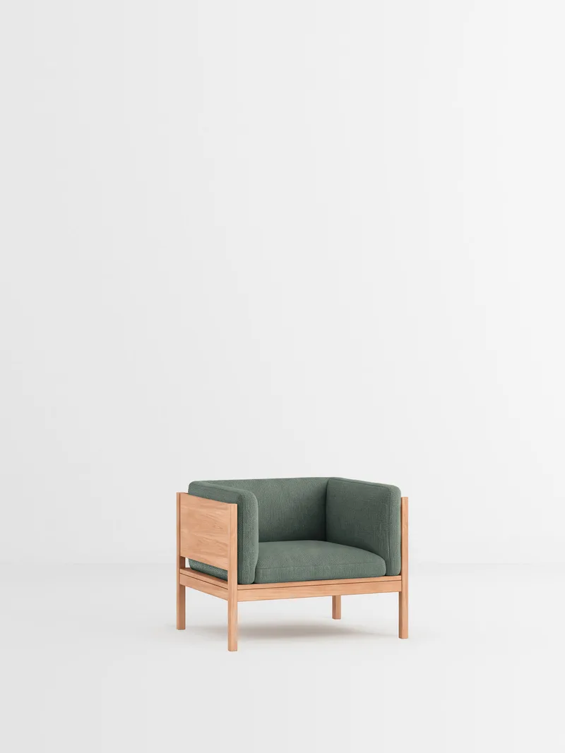 Lounge Chair van MOEBE in Moss, Moss 0003, Oak – productfoto