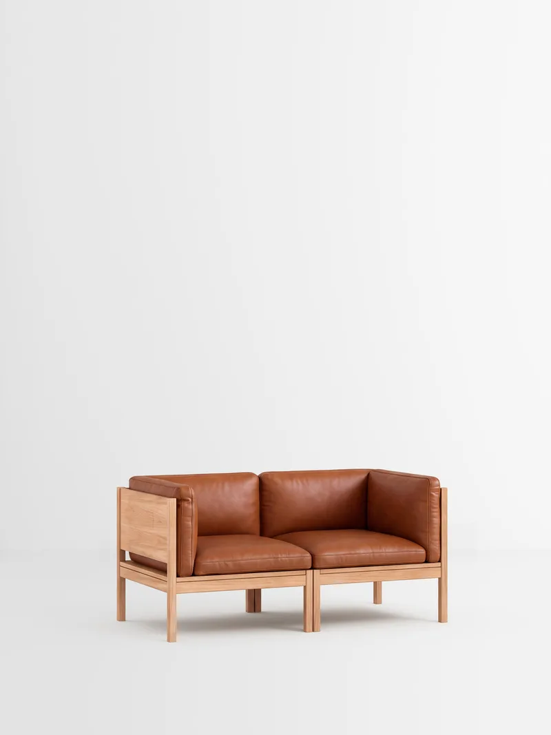 2 Seater Sofa with Sides von MOEBE in Leather, Cognac Leather, Oak – Produktfoto 35 von 35