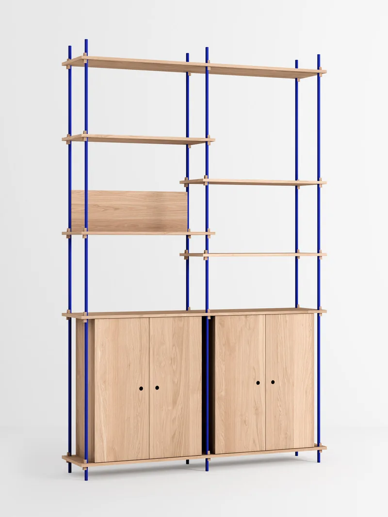 Shelving System – s.255.2.H van MOEBE in Oak/Deep-Blue – productfoto 4 van 4