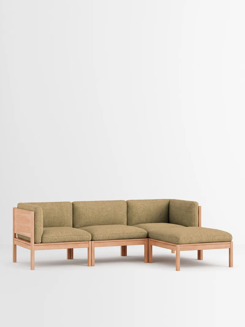 3 Seater Sofa with Sides + Chaise Longue by MOEBE in Moss, Moss 0021, Oak – product photo 35 of 35
