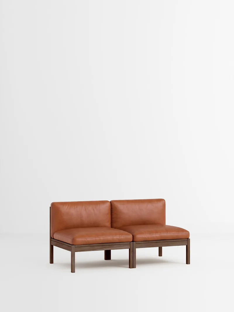 2 Seater Sofa von MOEBE in Leather, Cognac Leather, Smoked Oak – Produktfoto 35 von 35