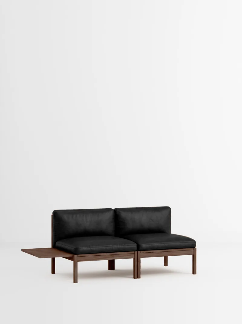 2 Seater Sofa with 1 Side Table von MOEBE in Leather, Black Leather, Smoked Oak – Produktfoto 35 von 35