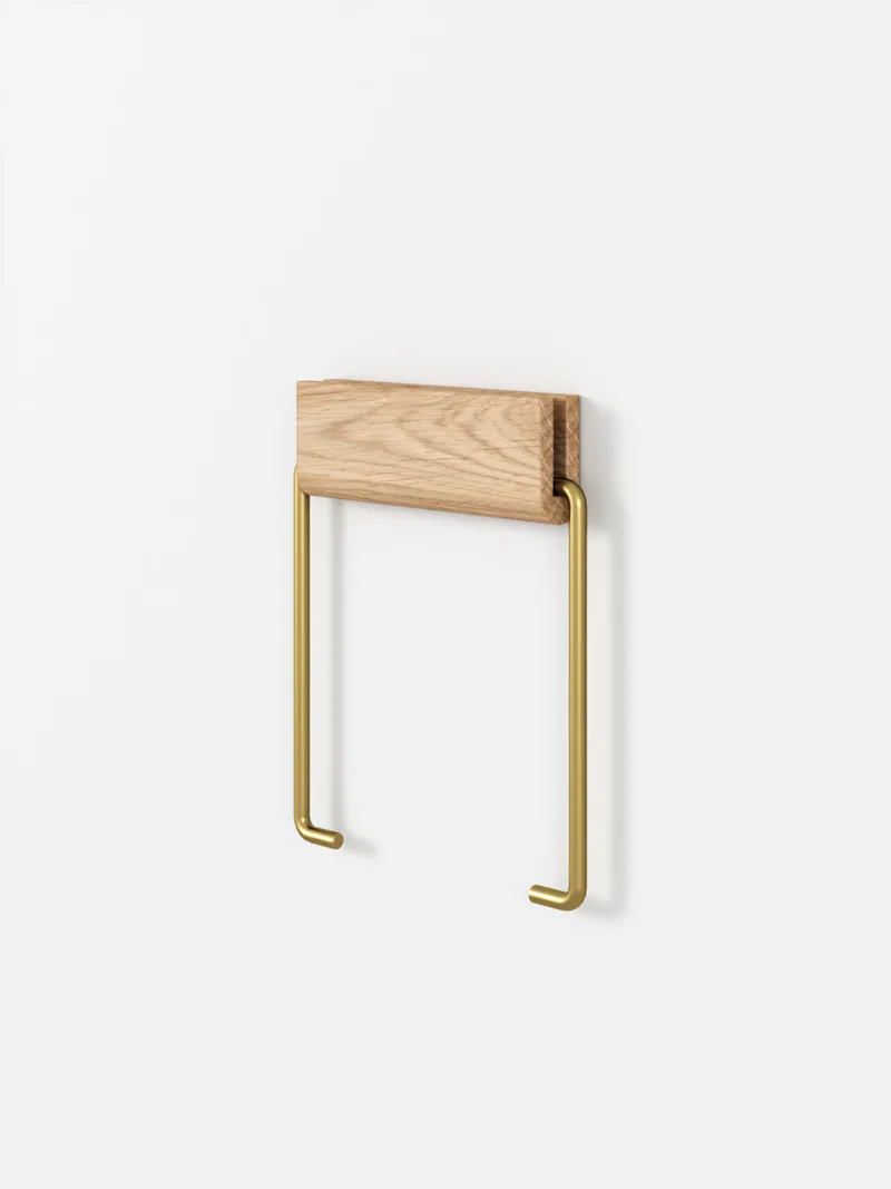 Toilet Roll Holder by MOEBE in Oak-Brass – product photo