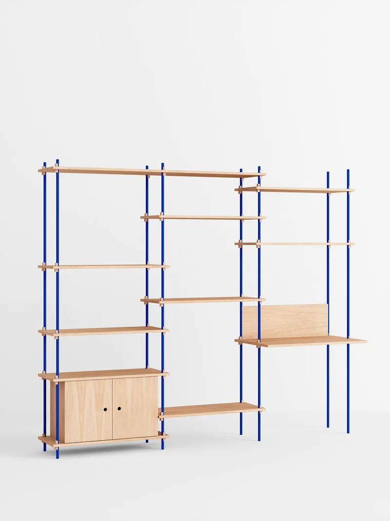 Shelving System – s.200.3.D van MOEBE in Oak/Deep-Blue – productfoto 4 van 4