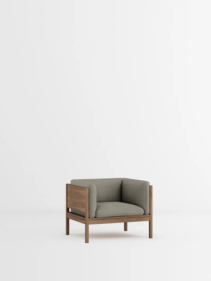Lounge Chair van MOEBE in Re-Wool 2, Re-Wool 2 – 128, Smoked Oak – productfoto