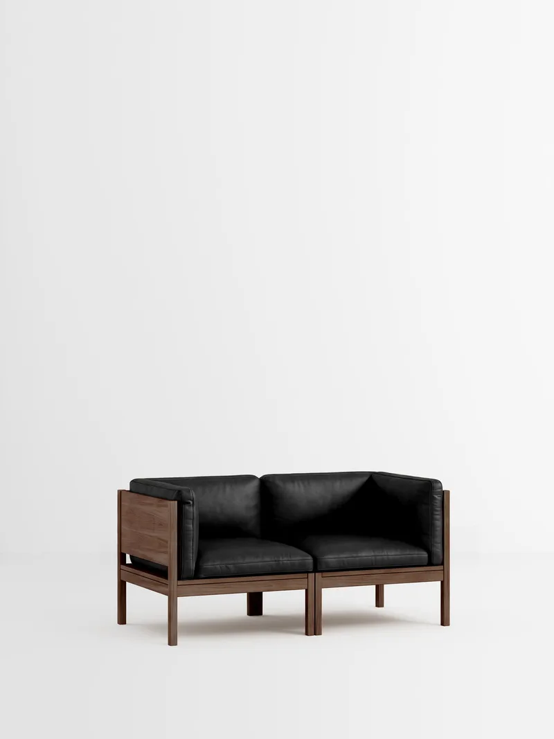 2 Seater Sofa with Sides von MOEBE in Leather, Black Leather, Smoked Oak – Produktfoto 35 von 35