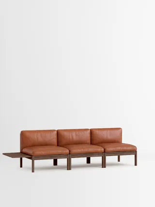 3 Seater Sofa with 1 Side Table by MOEBE in Leather, Cognac Leather, Smoked Oak – product photo 35 of 35