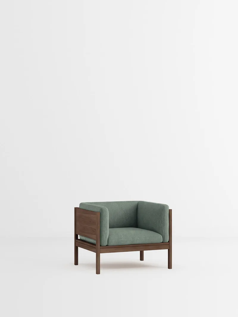 Lounge Chair von MOEBE in Moss, Moss 0003, Smoked Oak – Produktfoto