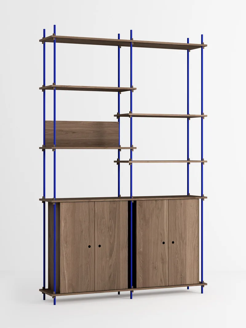 Shelving System – s.255.2.H van MOEBE in Smoked-Oak/Deep-Blue – productfoto 4 van 4