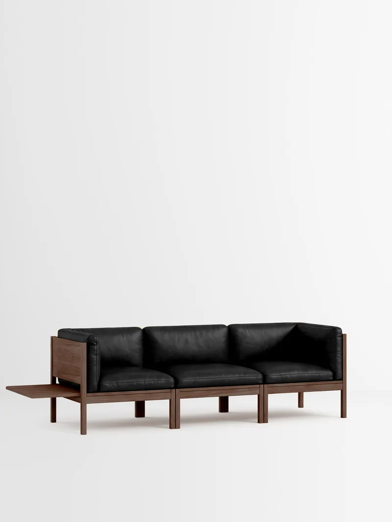 3 Seater Sofa with Sides + 1 Side Table by MOEBE in Leather, Black Leather, Smoked Oak – product photo 35 of 35