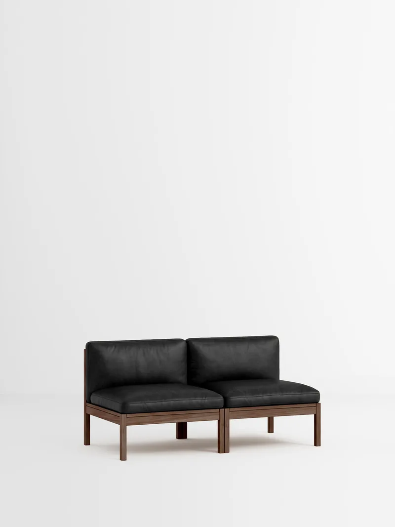 2 Seater Sofa von MOEBE in Leather, Black Leather, Smoked Oak – Produktfoto 35 von 35